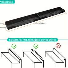 2pcs 30 Inch Magnetic Stove Top Shelf Spice Rack Storage, Silicone Top Heat Material Stove Rack Shelf Flexible Seasoning Organizer Kitchen Shelves Gadgets (Black) - 黑色 - 查看 5