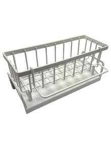 Kitchen Sink Sponge Drainer, Self-Draining Kitchen Sink Storage Rack, Sink Organizer, Kitchen/Bathroom Storage Drainer, Suitable For Holding Dish Brushes, Cloths, Soap, Cleaning Supplies, Baskets And Containers, Easy To Install, Built-In Drain Pipe, Sink Cloth Storage Rack, Multi-Functional Household Storage Rack, Home Organization And Storage, Kitchen Hanging Storage Rack. Kitchen Items Kitchen Accessories Kitchen Tools