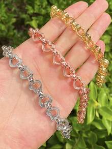 DUBSS 男士镂空心形链条手链，阿尔伯特扣，嘻哈风格饰品 - 心 - 查看 8