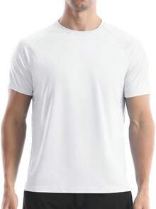 Men's UPF 50+ Swim Shirts, Short Sleeve Rash Guard, Quick Dry-Shirt Fishing And Surfing - 白色 - 查看 1