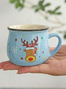 1 pieza Taza de café de Navidad, taza de cerámica como regalo, chocolate caliente navideño para mamá, mujeres, familia, amigos, decoración de bandeja escalonada de estilo rústico, bar