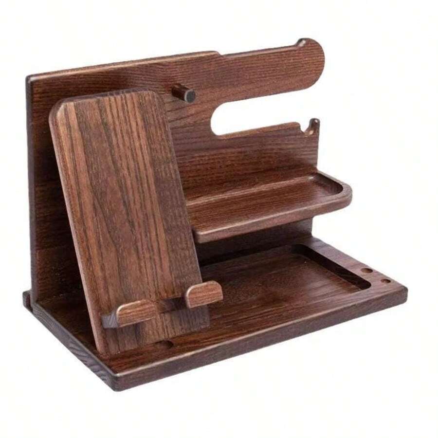 Premium Solid Wood Multi-Function Phone Stand, Desktop Organizer With ...