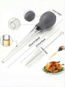 4pcs/2pcs Stainless Steel Turkey Baster, Injector For Cooking - , Metal Turkey Baster With Silicone Suction Cup - Large Turkey Baster - Includes 2 Detachable Needles And Cleaning Brush, Black, Home, Kitchen, Kitchen Accessories