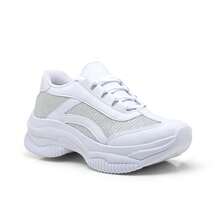 Women's Casual Sneakers Blogger Platform Shoes White Black Beige Comfortable Sneaker High Sole Chunky Lightweight New Arrival Top Original Fashion, White Sneakers - 白色閃光 - 查看 2