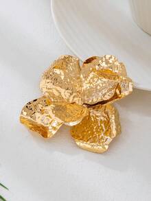 1pc Exaggerated Fashion Double Layer Flower Brooch, Suitable For Women's Party And Banquet Wear