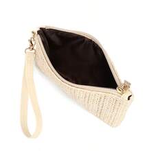 Minimalist Woven Portable Lightweight Straw Bag, Casual Clutch, Beach Bag, Summer Handbag