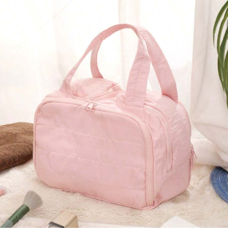 2025 New Large Capacity Makeup Bag For Women - Portable Partitioned Organizer, Premium Travel Cosmetic & Toiletry Bag  Bolsos Para Mujer - 粉色 - 查看 1