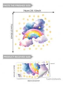 1set Cartoon Rainbow Children's Room Bedroom Home Decor Wall Sticker,Stickers,Wall Decal, Vinyl Decal For Home Decorations,Spring Decoration Items Refresh Your Home,Rama Decoration Stickers Gifts Birthday Graduation