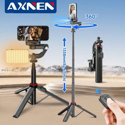 AXNEN 360° Rotatable Selfie Stick With Automatic Face Tracking Tripod Gimbal Stabilizer, Wireless Remote Control Phone Holder, Compatible With Android & IOS Smartphones, Suitable For Summer Vacation, Travel, Outdoor Activities, Live Streaming, Photography, Video Shooting