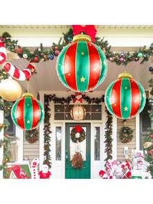 2/4 piezas Bolas de adorno rojas y verdes de Navidad, adecuadas para decoración de fiestas navideñas, decoración con tema rojo y verde, prop con tema de bolas de Navidad para fotografía, decoración para ambiente navideño, decoración navideña para el hogar, adornos de Año Nuevo, se pueden usar para chimenea, pared, techo, etc.