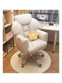 Sillón De Oficina Con Pedalera Cómodo Giratorio Reclinable - Blanco - Ver 1