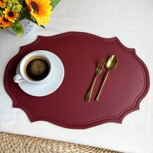 Placemat, Edge Pressing Edge Imitation Leather Nordic Coaster Pad, Placemat, Kitchen Accessories, Dining Table Placemat,Heat Resistant, Anti-Scald Western Placemat, Can Be Used For Holiday Decoration, Party Banquet Decorations, Desktop Protection Decorations, Washable And Easy To Clean