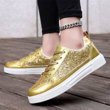 2025 New Sequin Sneakers, Fashion Versatile EVA Soft-Soled Lightweight Sports Shoes, Comfortable Women's All-Match Walking Shoes, Latest Cushioning Sneakers, PU Sparkling Upper Breathable Lace-Up Shoes.