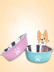 1 Stück Edelstahl Pfötchen-Napf, Hundenäpfe mit großer Kapazität für Futter & Wasser, mittelgroßer Fütterungsnapf