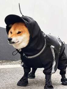 Cross-Border Pet Outdoor Rain Shoes, Soft Waterproof Anti-Dirty Dog Rain Shoes, Adjustable Waterproof Dog Boots, Walking Boots, Dropshipping - Black - View 6