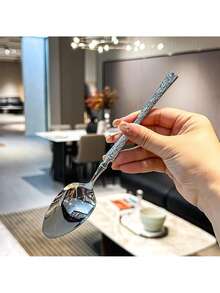 2/6/12/24件不锈钢叉勺西式餐具套装，冰纹勺叉，适用于餐厅、酒店、聚会、沙拉、派对 - 銀色 - 查看 2