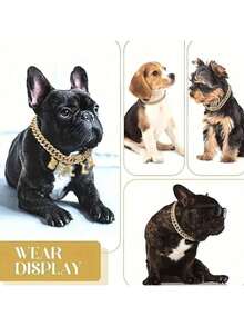 Personalized Dog Necklace, Custom Dog Collar With Letter Pendant Tag - 13mm Rhinestone Dog Chain, Double Lock Design Collar, Suitable For Bulldog And Large Dogs - Multicolor - View 11