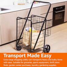 Foldable Shopping Utility Cart With 360Degree Wheels Easy Assembly Black - 黑色 - 查看 6