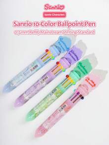 Sanrio Penna a sfera retrattile di alta qualità Sanrio da 0,7 mm, penna a sfera retrattile a tema Melody, Kuromi, Pompompurin, penna decorativa per scrivere, disegnare, forniture per ufficio e scuola per ragazze