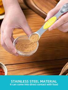 9pcs Magnetic Measuring Spoons, Stackable Measuring Spoons, Baking Measuring Spoons, Household Kitchenware Measuring Spoons, Stackable, Convenient Nesting And Storage, With American/Metric Mark-Leveler, Accurate Measurement,Suitable For Beverage Preparation, Baking And Cooking, And Kitchen Spice Seasoning Powder, Matcha Powder, Chocolate Powder, Coffee Powder, Oil,Kitchen Utensils,Kitchen Gadgets,Baking Measuring Gadgets. - - - View 4