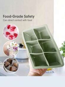 1PC Large Ice Cube Trays For Big Silicone Ice Cube Trays -Ice Cubed Tray For Whisky And Cocktail,Ice Cream Storage Solutions, Multi - Color Silicone Ice Tray, 6 - Grid Ice Cube Mold, Perfect For Refrigerator, Essential For Drinks & Back To School - Multicolor - View 5