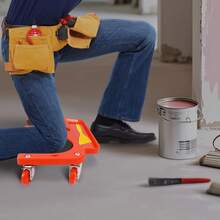 Rodillo para rodilleras con 5 ruedas, capacidad de carga de 100 kg, rodillera ergonómica, espuma antideslizante, trabajos de construcción de jardinería, alicatado, reparación de automóviles, almacenamiento de herramientas, rojo y negro