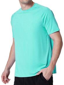 Men's UPF 50+ Swim Shirts, Short Sleeve Rash Guard, Quick Dry-Shirt Fishing And Surfing - 綠色 - 查看 2