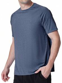 Men's UPF 50+ Swim Shirts, Short Sleeve Rash Guard, Quick Dry-Shirt Fishing And Surfing - 藏蓝色 - 查看 2