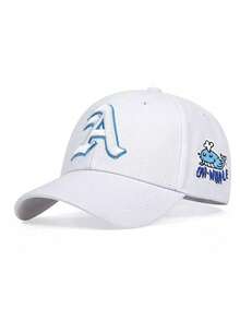 1 Stück Unisex Wal & Buchstaben bestickte verstellbare Lässig Baseballkappe für den Alltag