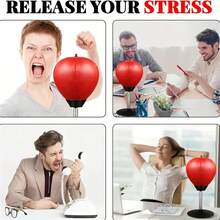 A Set Of Adsorption-Fixed Desktop Punching Balls, Made Of High-Quality PU Material And Featuring High-Intensity Rebound Springs, Is Designed For Stress Relief And Pressure Release. It Serves As A Small Office Desk Decoration And A Compactly Designed Family Interactive Toy. It Makes A Great Gift For Fathers On Halloween And Christmas. - 1 chiếc - Đen và đỏ - Có bơm - Xem 6