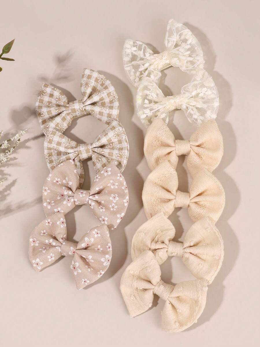 10 szt. spinek do włosów dla dziewcząt na jesień/zimę, spinki do włosów z serii beżowej, lniane spinki do włosów z kokardką, urocze i ciepłe akcesoria do włosów dla dziewcząt, odpowiednie do szkoły, na co dzień i na święta, miękkie akcesoria do stylizacji włosów - Wielokolorowe - Zobacz 1