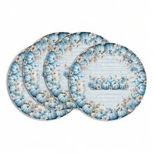 4 piezas/Set, 6 piezas/Set, 8 piezas/Set Manteles individuales a cuadros, 14 pulgadas de diámetro, azul, naranja, azul, verde, estilo rústico, manteles de mesa para Acción de Gracias, adecuados para fiestas, cocina, decoración del comedor - Multicolor - Ver 15