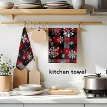 1set/1pc/100pcs Christmas Retro Geometric Checkered Snowflake Pattern Kitchen Towel And Dishcloth, Suitable For Interior Decoration In Restaurants, Kitchens And Bathrooms, Party Decoration, Holiday Gifts, And Can Also Be Given As A Christmas Present