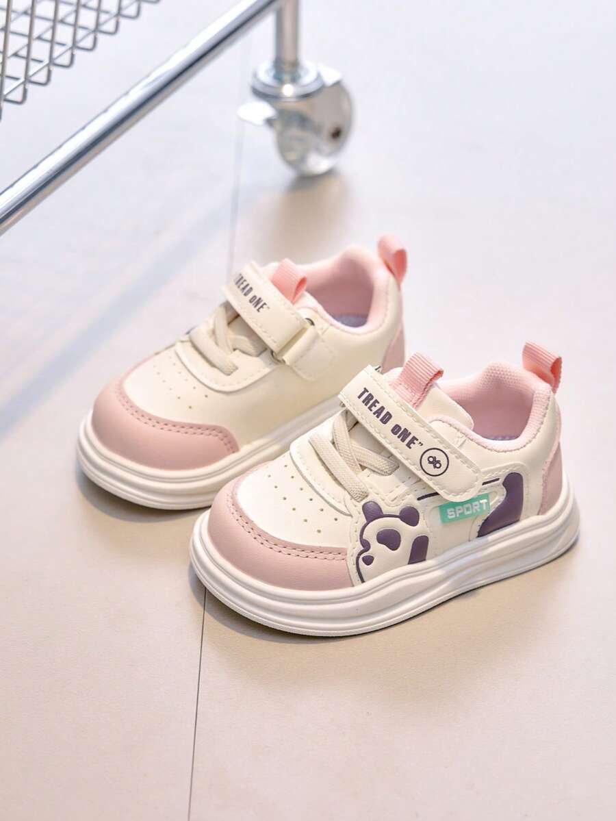 1 Pair Toddler Shoes, Cute Panda Cartoon Canvas Shoes For Girls, Non-Slip Soft Bottom Children Shoes For Boys, Spring/Autumn New Design - Pink - View 1