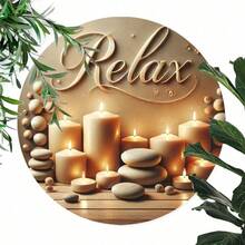 .8-Inch Zen Spa Round Metal Wall Art - Metal Sign Kitchen, Bedroom, Bar Decoration - Unique Design, Easy To Hang - Choice Home, Office Or Gifts, Room Decor, Random Style, Home Decor, Room Decor, Wall Decor Birthday Graduation - Multicolor - View 4