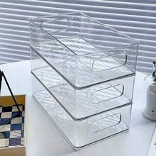 1 pieza Caja de almacenamiento de escritorio transparente, organizador de cajón, canasta de almacenamiento de artículos varios de acrílico para papelería y dormitorio