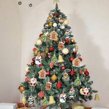 24 Pack Christmas Craft Stickers Set Santa Christmas Tree Reindeer Snowman DIY Sticker Ornament Crafts Make Your Own Christmas Hanging Ornament Making Kit For Holiday Xmas Party Decoration