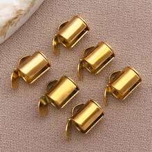 10 buah Gesper Ujung Geser Stainless Steel 304, Gesper Tabung, Penutup Ujung Geser, Aksesoris Perhiasan, Perlengkapan untuk Pembuatan Perhiasan DIY - MultiWarna - View 24