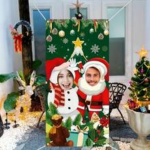 1 peça de decoração para cenário de festa de Natal, rosto de Natal em buraco, adereços para fotos, capa de porta, adereços para cabine de fotos, fundo de Papai Noel, fundo fotográfico engraçado para festas de Natal - Multicolorido - Ver 12