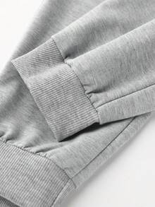 2pcs/Set Girls Back To School Letter Graffiti Print Crew Neck Sweatshirt And Drawstring Pants, Casual Hoodie Outfit, Daily Casual Fashion - Grey - View 10