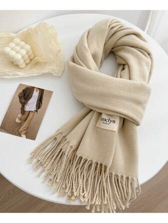 1 件女士冬季围巾、羊绒纯色围巾、长毯围巾、冬季/秋季羊绒披肩和披肩