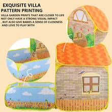 Duży namiot do zabawy, namiot ogrodowy dla dzieci, zabawki plażowe, namiot do zabawy dla dzieci, projekt domku na farmie, żółty, kreatywny wzór pobudzający wyobraźnię, z basenem z piłeczkami oceanicznymi (piłki nie są dołączone), idealny domek do zabawy dla dzieci