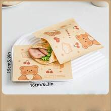 50/100 Oil-Proof Parchment Sandwich Bags, Disposable Packaging Bags, Suitable For Delis, Bakeries, Picnics, Barbecues And Office Use - Khaki - View 9