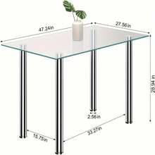Modern Glass Dining Rectangle Table With Chromed Legs,Kitchen Dining Room Furniture - White - View 2