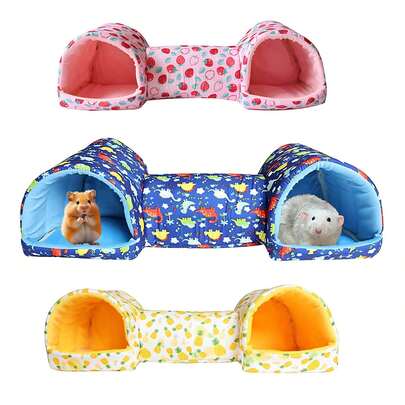 舒适的宠物小窝，适合玩耍和睡觉 - 角落隧道床，适合小动物，豚鼠屋，易于组装的雪貂窝