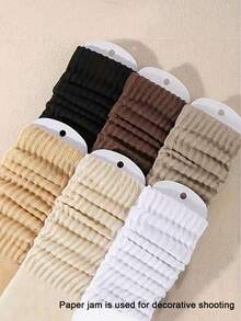 6 أزواج (عشوائية) من جوارب الساق للنساء، جوارب مطبقة، جوارب مُحبوكة كاجوال للربيع والصيف، جوارب سكرانشي للنساء، جوارب كاجوال، ألوان متنوعة، مناسبة للارتداء اليومي والرياضة