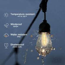 15M E27 LED Festoon String Lights Outdoor Dimmable Xmas Wedding Party Patio Lamp - trắng - Xem 3