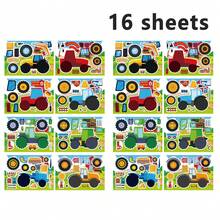 8/16pcs Farm Puzzle Stickers, Tractor & Plow Machine Decals, DIY & Craft, Holiday Party Gift Bag Filler, Birthday Present - Multicolor - View 6
