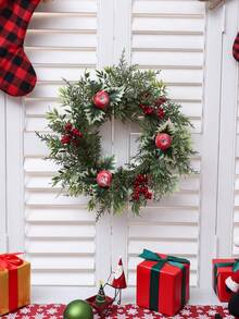 1 Stück realistischer Weihnachtsroter Fruchtdekoration, für Heimdisplay, Feiertagsatmosphäre im Wohnzimmer, Tischdekoration im Esszimmer, Wohnzimmer Kamin Atmosphäre Dekoration, realistische grüne Pflanzen, Eingangsbereich, Büro Weihnachtsdekoration