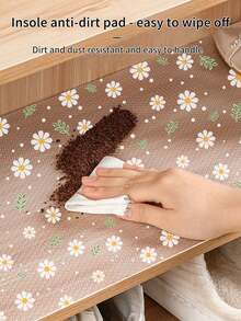 1件装卷帘柜小型透明菊花收纳垫，不粘抽屉垫，防油冰箱垫，EVA防水冰箱杯垫，橱柜垫，简约餐桌垫 - 雛菊圖案 - 查看 5